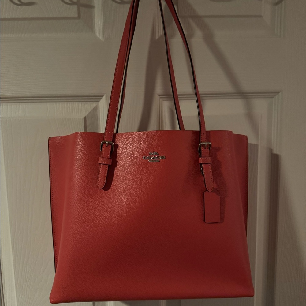 Large Coach Red Leather Tote Bag (Mollie)